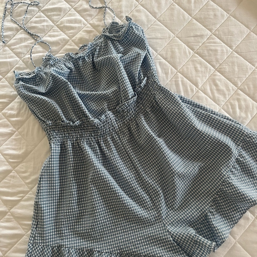 Zara Light Blue Checkered Top